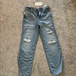 ZARA Straight Leg Ripped Jeans
